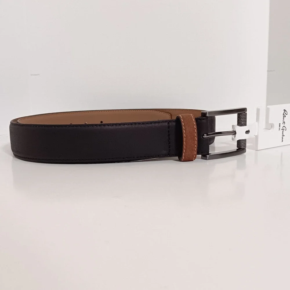 Robert Graham Men's Ripaso Black Genuine Leather Belt‎ Size 42